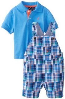 Nautica Baby Boys Infant 2 Piece Overall Polo Set, Waverunner, 18 Months Clothing