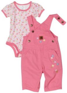Carhartt Canvas Bib Overall Set, Pink Zinnia, 24 Months: Infant And Toddler Overalls: Clothing