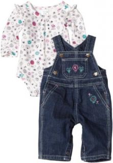 Carhartt Baby girls Infant Washed Denim Bib Overall Set, Medium Wash, 9 Months: Clothing