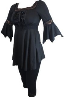 Plus Size Gothic Victorian Romance Lace up Corset Fairy Sleeves Black Dress Top (XXXXL / 4XL) at  Womens Clothing store