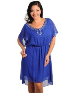 Stanzino Women's Plus Size High low Blouson Dress blue XL at  Womens Clothing store: