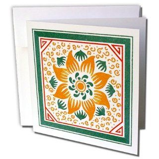 gc_165413_2 TNMPastPerfect Floral   Nouveau Orange and Green Pointed Flower   Greeting Cards 12 Greeting Cards with envelopes : Office Products