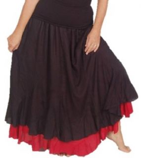 Lotustraders Skirt Maxi Layer Gauzy Smock Hippie Gypsy 4X 5X 6X Black Red D622 at  Womens Clothing store