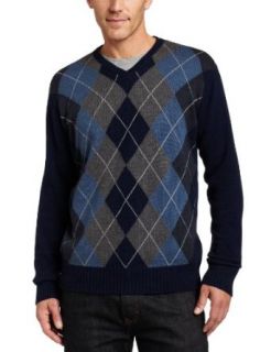 Van Heusen Mens Gradient Argyle V Neck Sweater, Thunder Navy, Large at  Mens Clothing store