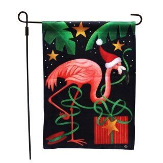 Tropical Pink Flamingo Christmas Present Garden Flag : Patio, Lawn & Garden