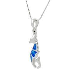 Tressa Sterling Silver Blue Opal Sea Horse Necklace Tressa Gemstone Necklaces