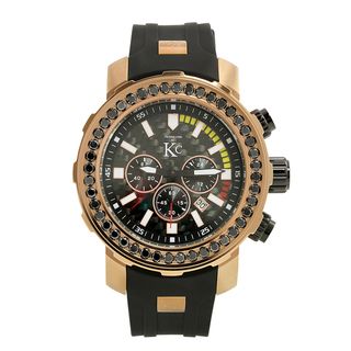 Techno Com Men's KC 4.5ct Black Diamond accented Rose Goldtone Watch Men's More Brands Watches