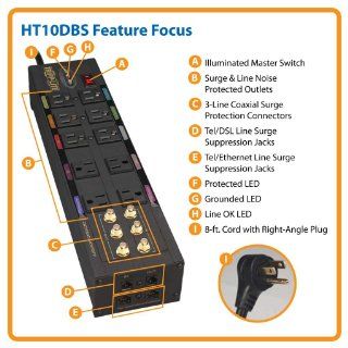 Tripp Lite HT10DBS Home Theater Isobar Surge Protector 10 Outlet RJ11 RJ45 Coax: Electronics