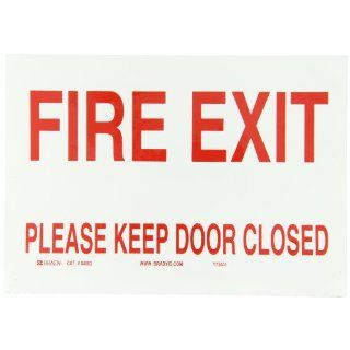 Brady 84682 Self Sticking Polyester Door Sign, 7" X 10", Legend "Fire Exit Please Keep Door Closed": Industrial Warning Signs: Industrial & Scientific