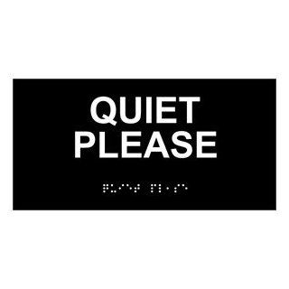 ADA Quiet Please Braille Sign RSME 17854 WHTonBLK Courtesy : Business And Store Signs : Office Products