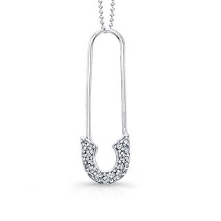Sterling Silver 1/5ct TDW Diamond Safety Pin Necklace Diamond Necklaces
