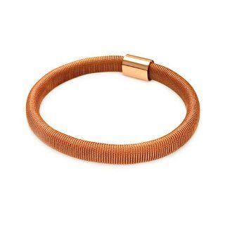 .925 Sterling Silver Rose Gold Plated 8mm Mesh Italian Bracelet Band with Magnetic Lock   7" Inches: The World Jewelry Center: Jewelry