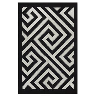 Indo Hand woven Broadway Black/ White Contemporary Geometric Area Rug (3' x 5') 3x5   4x6 Rugs