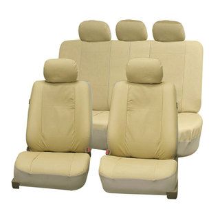 FH Group Deluxe Leatherette Beige Airbag Compatible Seat Covers (Full Set) FH Group Car Seat Covers
