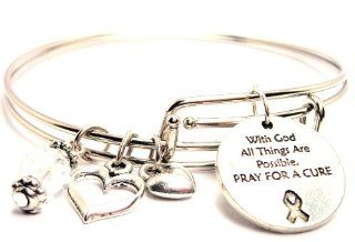 With God All Things Are Possible. Pray for a Cure Adjustable Wire Bangle Bracelet ChubbyChicoCharms Jewelry