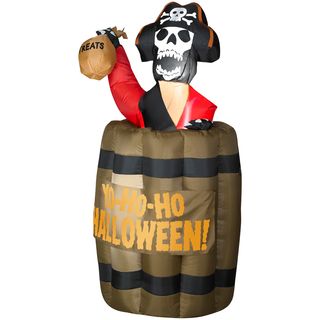Halloween Animated Airblown Inflatable Pirate Skelaton in Barrel Seasonal Decor