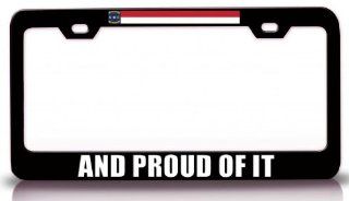 NORTH CAROLINA AND PROUD OF IT w/Flag State Flag Steel Metal License Plate Frame Bl # 22: Automotive