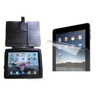 NEEWER PU Leather Flip Case, Cover, Stand for Apple iPad 1 Provides Ease of Access and Protection. Comfortable, Sleek, Ergonomic   BLACK + 3 Clear Plastic Screen Protectors Electronics