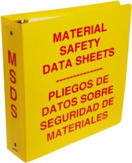 Brady 2027 2 1/2" Diameter Ring, Red On Yellow Color Bilingual Binder, Legend "Material Safety Data Sheets In English And Spanish": Science Lab Supplies: Industrial & Scientific