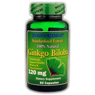Earth's Creation Ginkgo Biloba 120mg   Supports healthy memory & concentration*   60 Capsules: Health & Personal Care