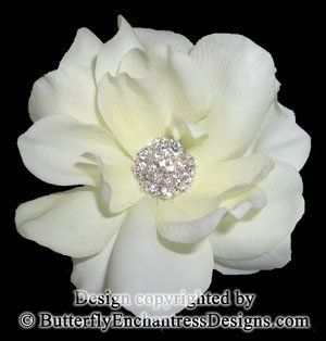 Swarovski Crystal Rhinestone Ivory Marilyn Magnolia Flower Bridal Hair Clip: Everything Else