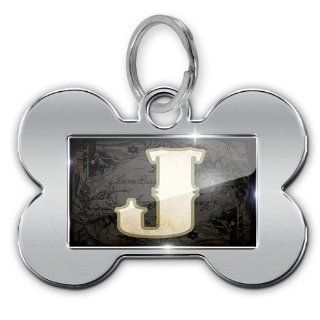 Dog Bone Pet ID Tag "characters, letter "J" WildWestBlack   Neonblond : Pet Identification Tags : Pet Supplies