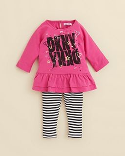 DKNY Infant Girls' Logo Tunic & Striped Legging Set   Sizes 12 24 Months's
