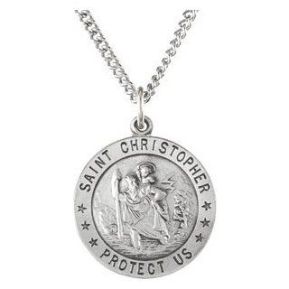 925 Sterling Silver Rd St. Christopher Pend Medal Charm Pendant: Reeve and Knight: Jewelry