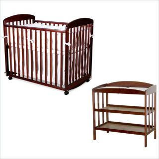 DaVinci Alpha Mini Rocking Wood Baby Crib Set in Cherry Finish   M0598C M1302CP pkg