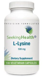 L lysine  Provides 500 mg of L Lysine as L lysine hydrochloride USP Per Serving  100 Easy To Swallow Vegetarian Capsules  Non GMO  Free of Allergens  Physician Formulated  Seeking Health: Health & Personal Care