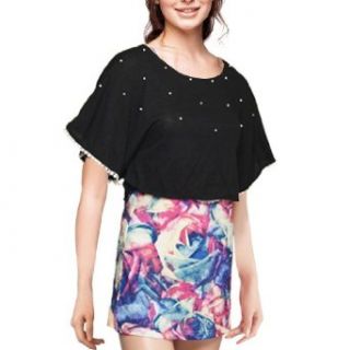 Lady Blk Knit Style Beaded Dolman Sleeve Cape Shirt XS at  Womens Clothing store: Tunic Shirts