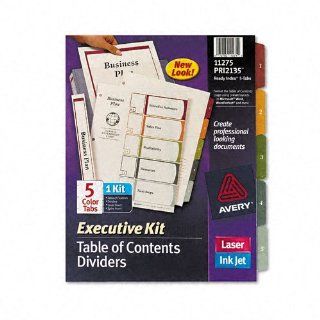 Avery Products   Avery   Ready Index Contents Dividers, Five Tab, 1 5, Letter, Multicolor, Set of 5   Sold As 1 Set   A complete presentation binder package.   A coordinated kit that includes a printable table of content page and matching dividers.   Binde