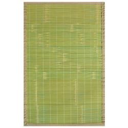 Citroen Green Bamboo Rug with Tan Border (4' x 6') 3x5   4x6 Rugs