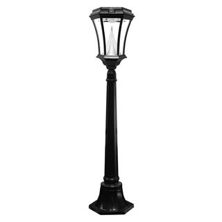 Gama Sonic GS 94L Black Post Victorian Short Solar Lamp with 9 Bright white LEDs Solar Lights