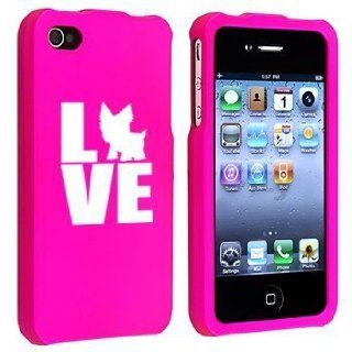 Apple iPhone 4 4S Pink Rubber Hard Case Snap on 2 piece Love Yorkie: Cell Phones & Accessories