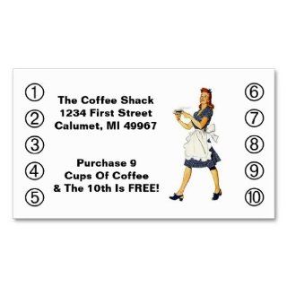 Retro Business Punch Cards Diner happy Waitress Business Card Templates  Business Card Stock 