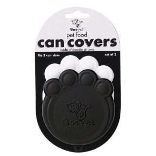 Black and White Dog Cat Food Pet Can Top Cover Lid Set of 2 Storage Kitchen Fresh Leftovers Paw: Pet Supplies
