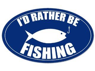 Blue Oval I'd Rather be Fishing Sticker (fish hook): Everything Else