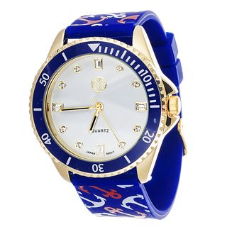 The Macbeth Collection Anchor Women's Crystal Accent White Dial Blue Band Watch Women's More Brands Watches