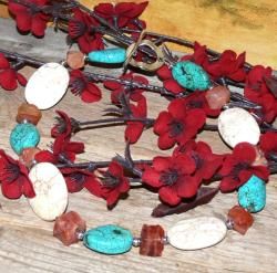 Susen Foster Silverplated Costa Azul Turquoise and Carnelian Necklace Susen Foster Necklaces