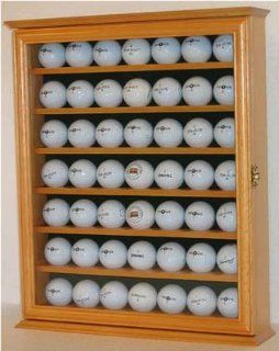 49 Golf Ball Display Case Holder Cabinet, with glass door, OAK Finish : Sports Related Display Cases : Sports & Outdoors