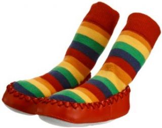 Mocc Ons Baby Infant Slipper Socks 12 18 Months Rainbow Stripe: Clothing