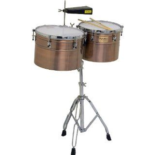 Tycoon 14" & 15" Extra Deep Shell Timbales   Antique Copper Finish: Musical Instruments