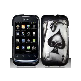 Huawei Fusion U8652(AT&T) Spade Skull 2D Design Snap On Hard Case Protector Cover + Free Neck Strap + Free Wrist Band: Cell Phones & Accessories