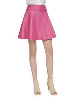 Womens Leather Skater Skirt, Bright Pink   Cusp by    Pink