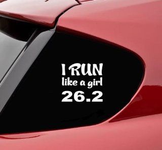 I run like a girl 26.2 funny running run jogging jog vinyl decals bumper stickers: Automotive