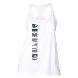SOFFE Womens BYU Cougars Pocket Racerback Tank Top   Size L, White
