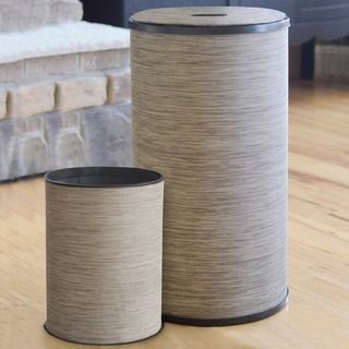 1530 Lamont Home Sage/ Brown Cambria Round Hamper And Wastebasket Set