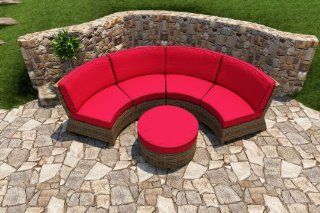 Forever Patio Cypress 3 Piece Rattan Patio Sectional Set with Red Sunbrella Cushions (SKU FP CYP 3SEC HR FB) : Patio Sofas : Patio, Lawn & Garden