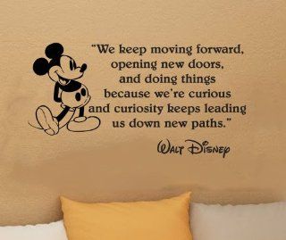 Walt Disney Mickey Mouse We Keep Moving Forward Wall Quote Vinyl Wall Art Decal Sticker Word Saying Vinyl Decal 16" X 30"   Wall Decor Stickers  